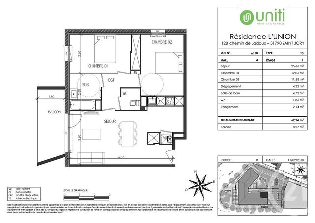 Appartement T3 à louer - 3 pièces - 62.24 m2 - ST JORY - 31 - MIDI-PYRENEES - Century 21 Tls Nord Appartement T3 à louer - 3 pièces - 62.24 m2 - ST JORY - 31 - MIDI-PYRENEES - Century 21 Tls Nord