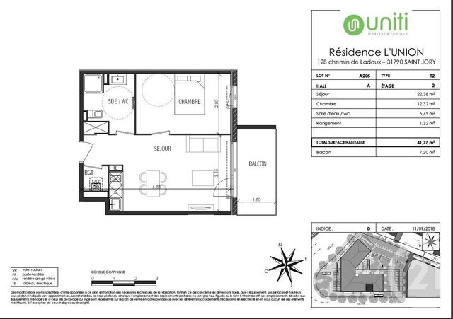 Appartement T2 à louer - 2 pièces - 41.77 m2 - ST JORY - 31 - MIDI-PYRENEES - Century 21 Tls Nord Appartement T2 à louer - 2 pièces - 41.77 m2 - ST JORY - 31 - MIDI-PYRENEES - Century 21 Tls Nord
