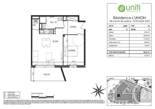 Appartement T2 à louer - 2 pièces - 43.94 m2 - ST JORY - 31 - MIDI-PYRENEES - Century 21 Tls Nord Appartement T2 à louer - 2 pièces - 43.94 m2 - ST JORY - 31 - MIDI-PYRENEES - Century 21 Tls Nord
