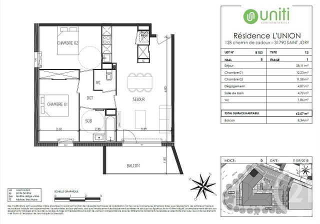 Appartement T3 à louer - 3 pièces - 62.57 m2 - ST JORY - 31 - MIDI-PYRENEES - Century 21 Tls Nord Appartement T3 à louer - 3 pièces - 62.57 m2 - ST JORY - 31 - MIDI-PYRENEES - Century 21 Tls Nord