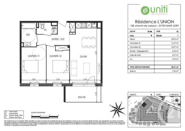 Appartement T3 à louer - 3 pièces - 59.67 m2 - ST JORY - 31 - MIDI-PYRENEES - Century 21 Tls Nord Appartement T3 à louer - 3 pièces - 59.67 m2 - ST JORY - 31 - MIDI-PYRENEES - Century 21 Tls Nord