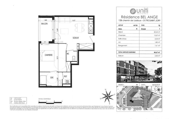 Appartement T2 à louer - 2 pièces - 44.67 m2 - ST JORY - 31 - MIDI-PYRENEES - Century 21 Tls Nord Appartement T2 à louer - 2 pièces - 44.67 m2 - ST JORY - 31 - MIDI-PYRENEES - Century 21 Tls Nord